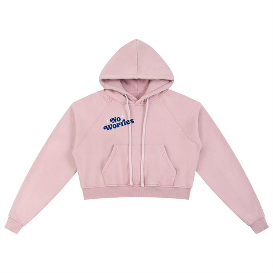 NO WORRIES Cropped Hoodie